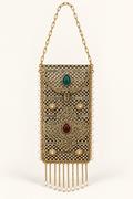 Antique Gold-Tone Floral Filigree Shoulder Bag