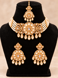 Ivory Floral Choker Set with Earrings & Maangtikka