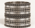 Oxidised Silver-Tone Teardrop & Textured Bangle Set