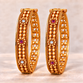 Gold-Plated Ruby & White Beaded Bangle Set