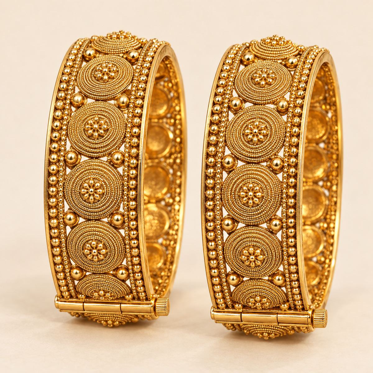 Gold-Plated Spiral Medallion Kangan Set