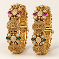 Gold-Plated Lakshmi Ji Temple Kangan Set