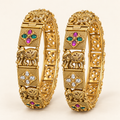 Gold-Plated Elephant Motif Multicolour Kangan Set