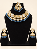 Blue Beaded Kundan-Style Choker Jewellery Set