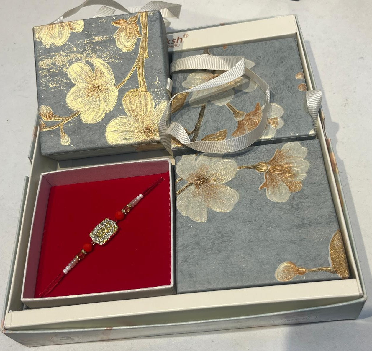 BRO Floral Blue Bag Rakhi