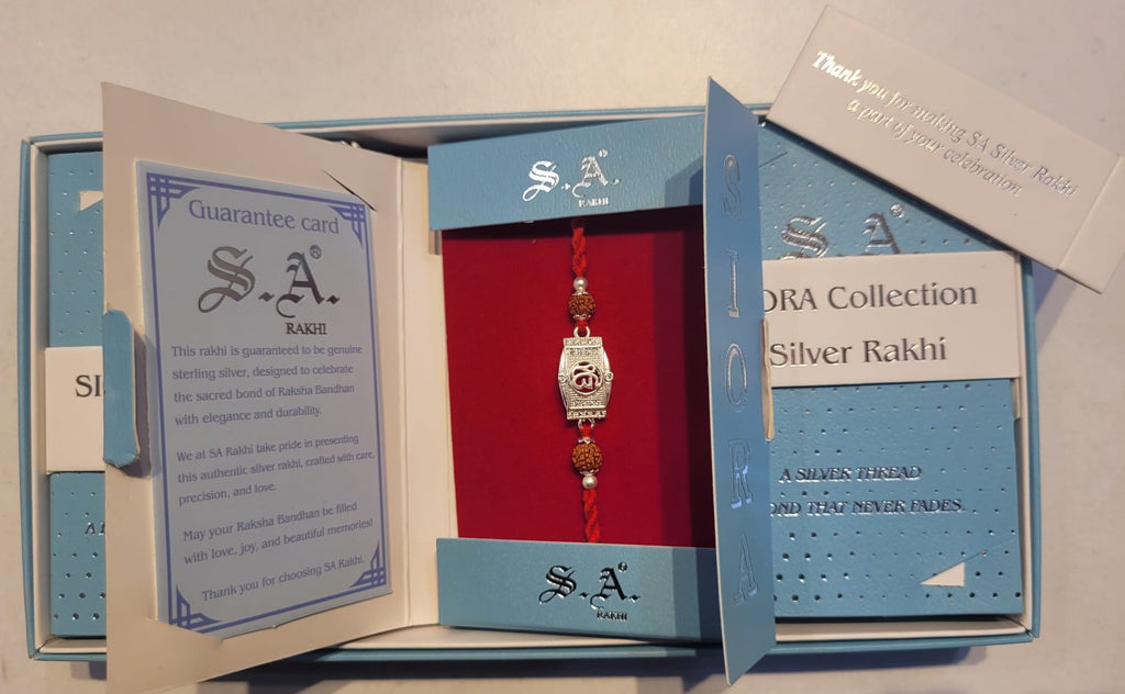 Sacred Bond Ik Onkar Silver & Rudraksha Rakhi