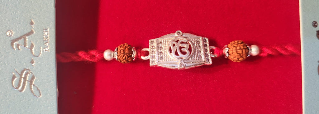 Sacred Bond Ik Onkar Silver & Rudraksha Rakhi