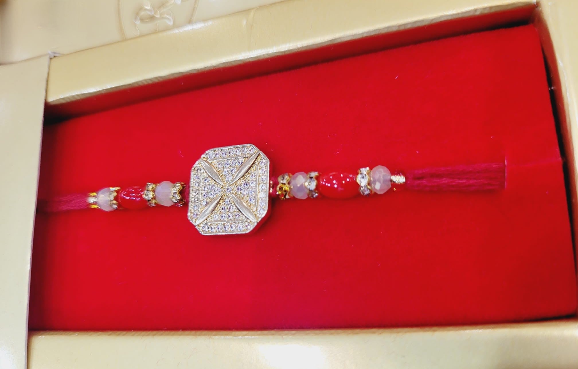 Four-Petal American Diamond Rakhi