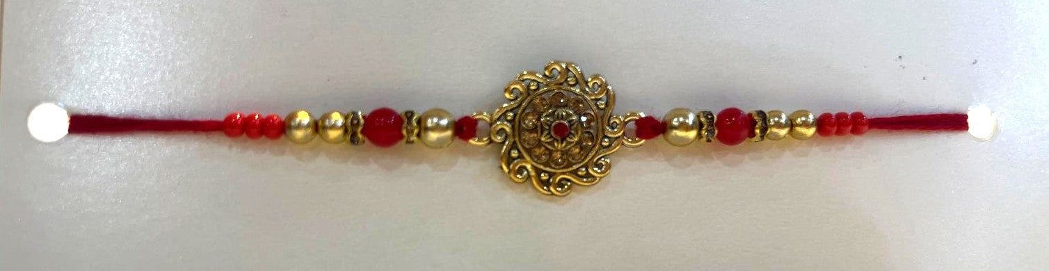 Traditional Red and Gold Rakhi