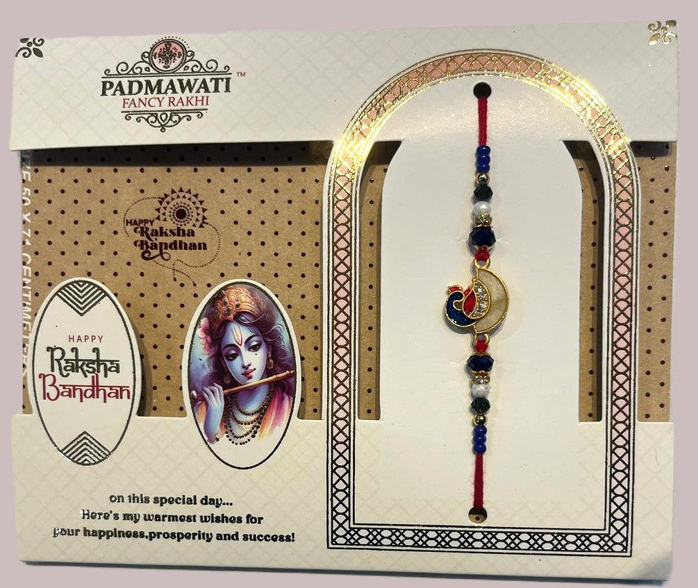 Elegant themed peacock rakhi- White