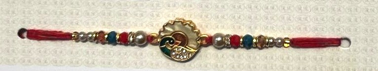Elegant Peacock Pearl Rakhi & Novelty Shagun Cheque
