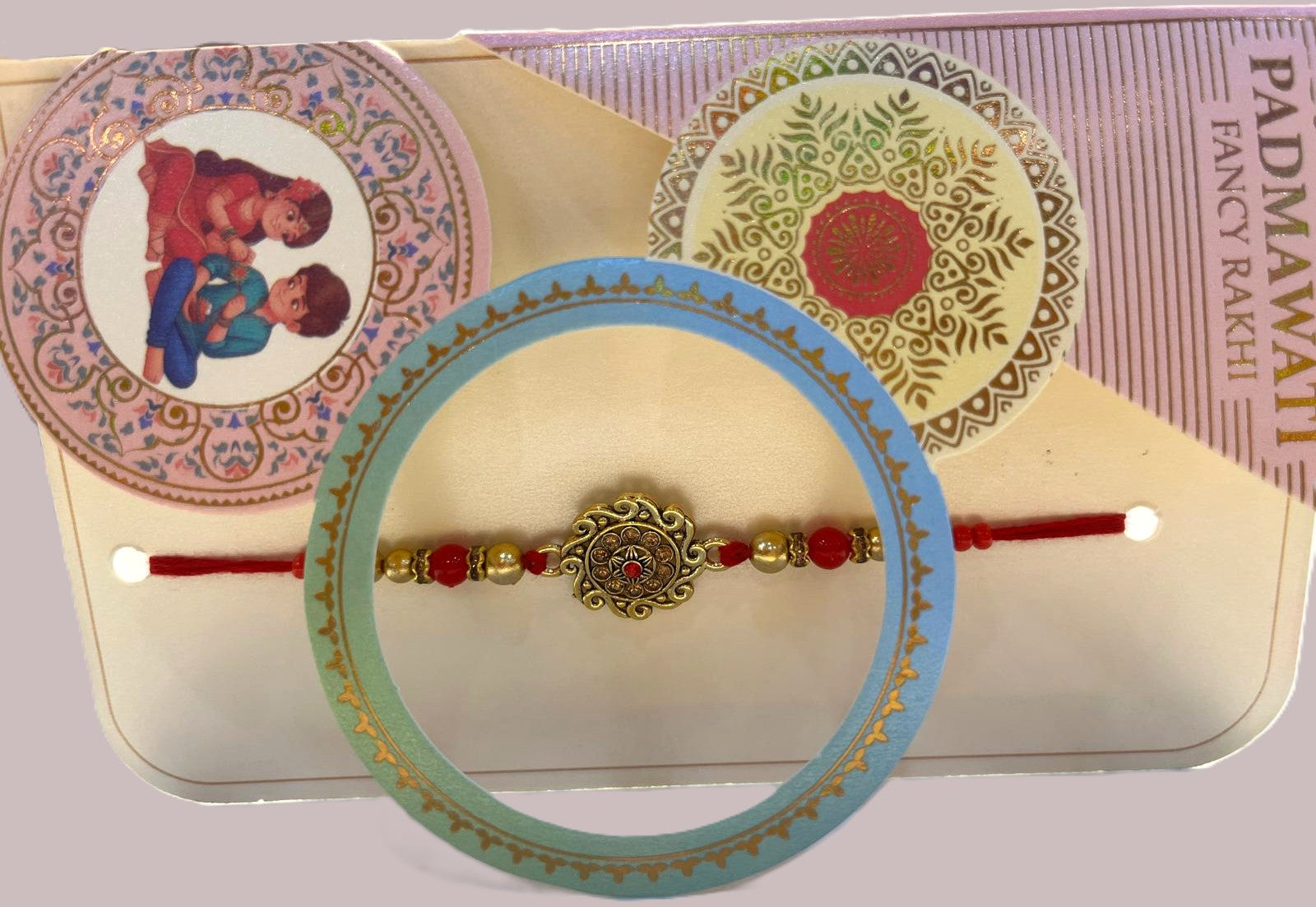 Traditional Red and Gold Rakhi