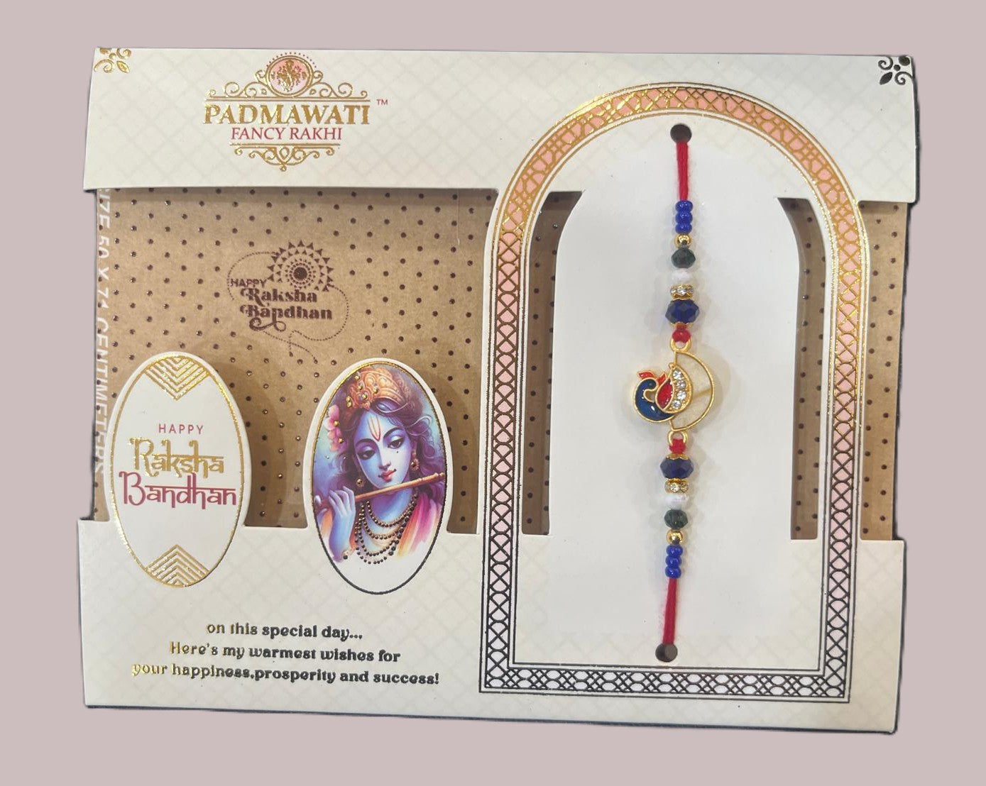 Elegant themed peacock rakhi- White