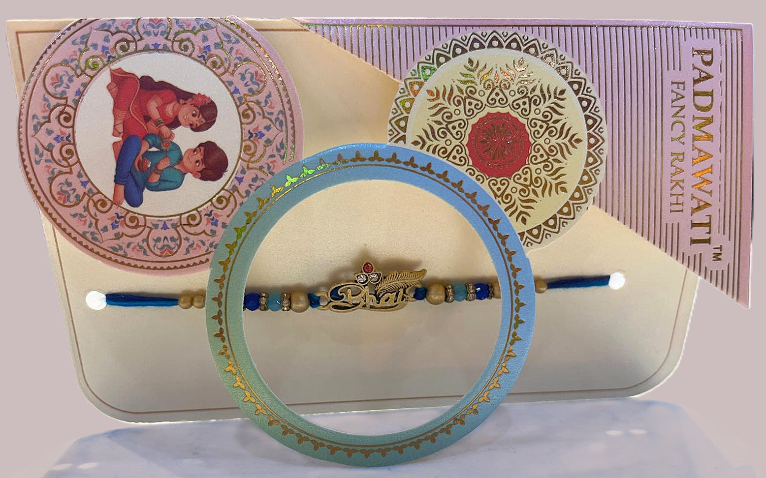 'Bhai' Peacock feather Rakhi