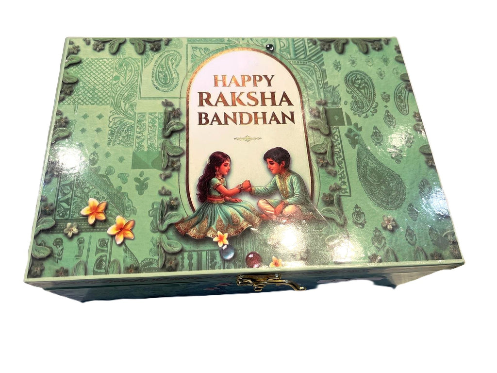 Green Rakhi Thali with Gift Jars