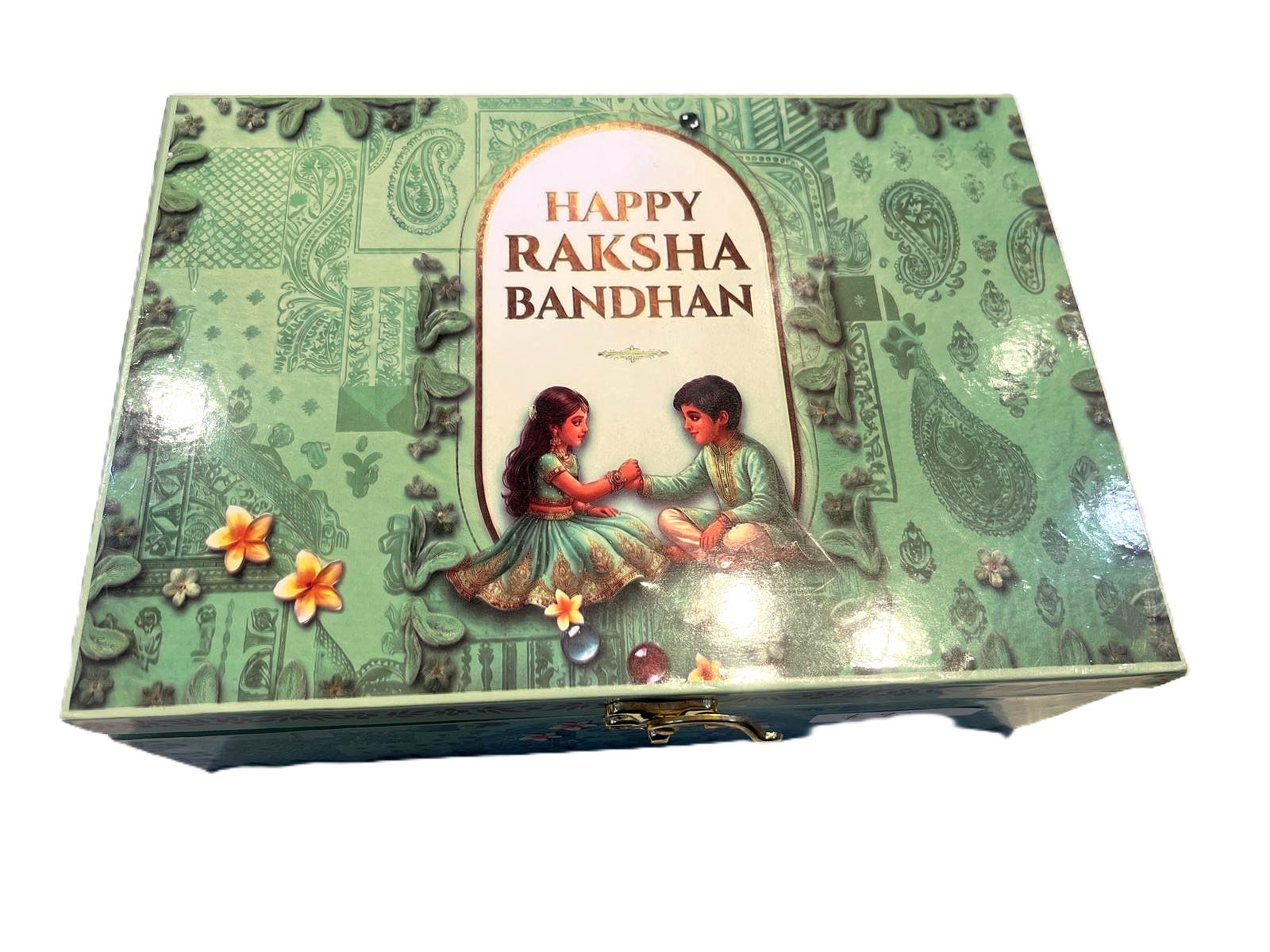 Green Rakhi Thali with Gift Jars