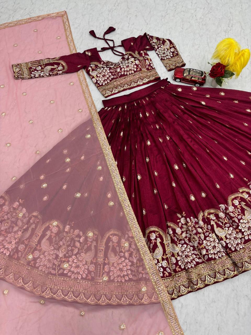 Peacock Embroidered Festive Lehenga Set
