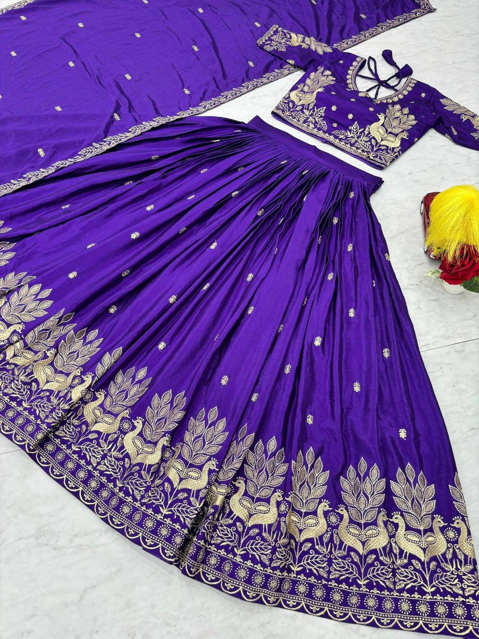 Peacock Gold Embroidered Lehenga Set