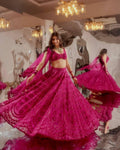 Fuchsia Pink Embroidered Party Lehenga Set