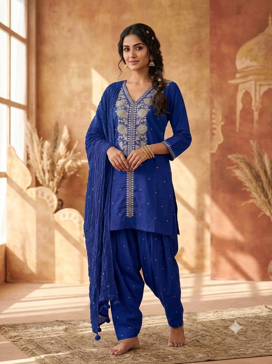 Floral Embroidered Kurta Salwar Set with Dupatta
