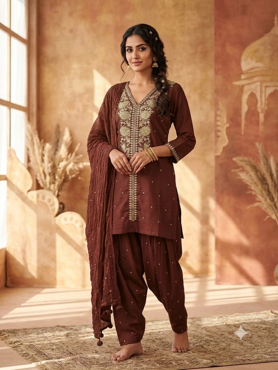 Floral Embroidered Kurta Salwar Set with Dupatta