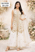 Festive Elegance: Ivory & Gold Sharara Set