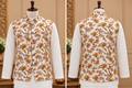 Men's Ivory Floral Print Nehru Jacket