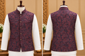 Men's Maroon Textured Jacquard Nehru Jacket