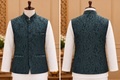 Men's Teal Blue Floral Jacquard Nehru Jacket